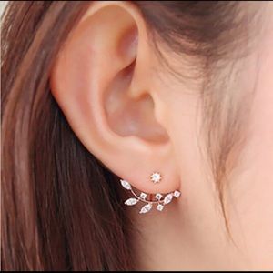 Gold Ear Jacket Rhinestone Earrings